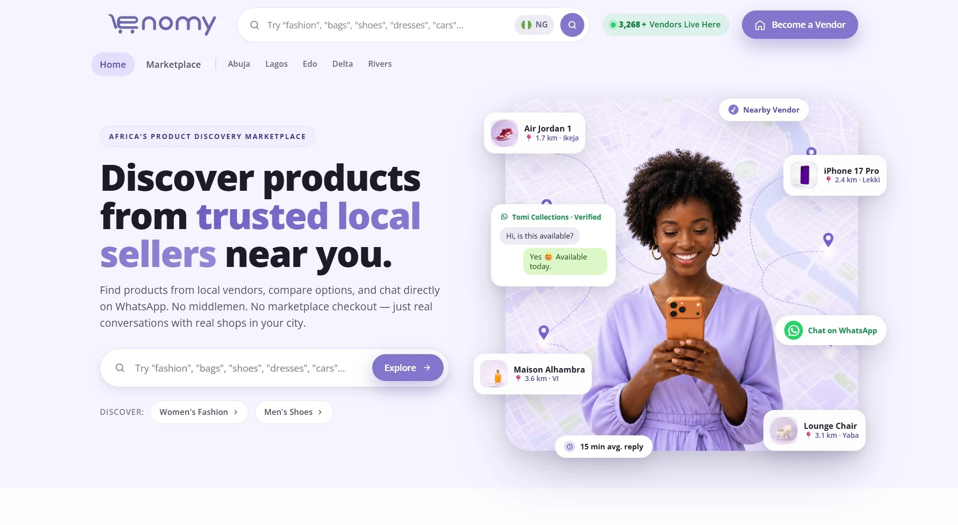 Enomy marketplace homepage redesign screenshot