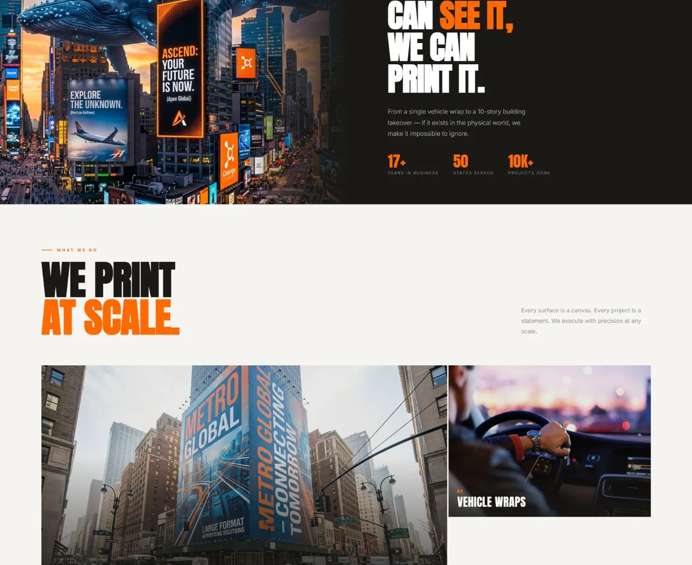 GO Big Graphics brand promise section